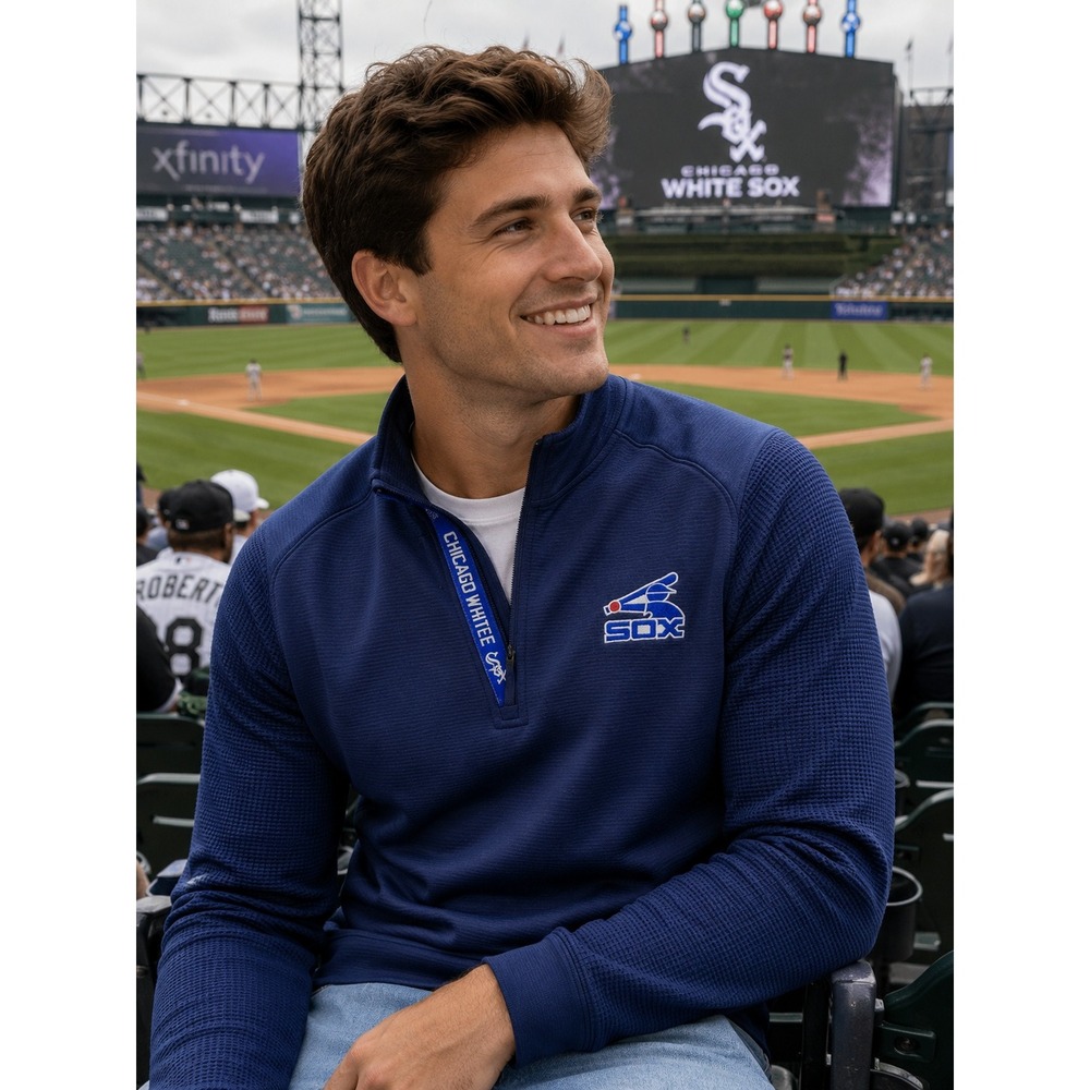 NWT Levelwear Chicago White Sox Cain Quarter Zip Men's Medium Blue $100 MSRP